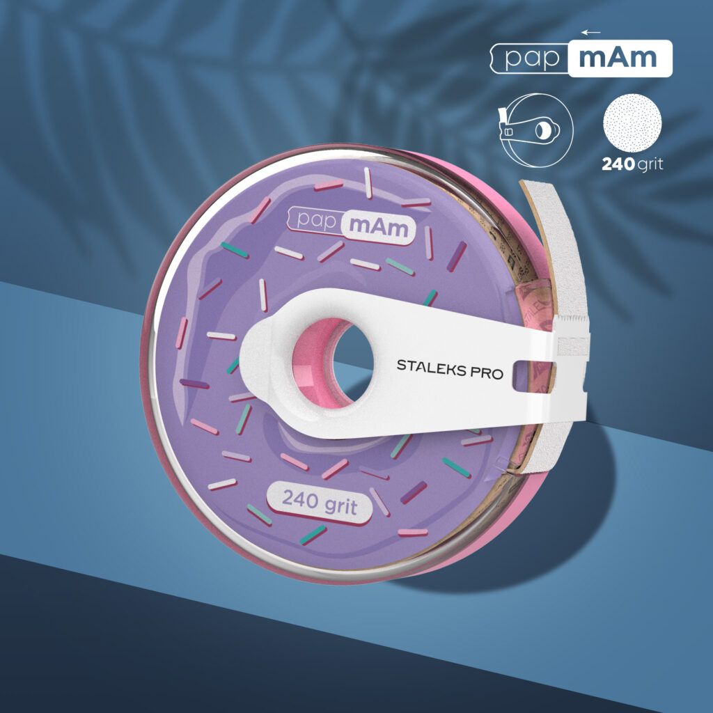 STALEKS Disposable white abrasive tape papmAm EXPERT 240 grit in a plastic case