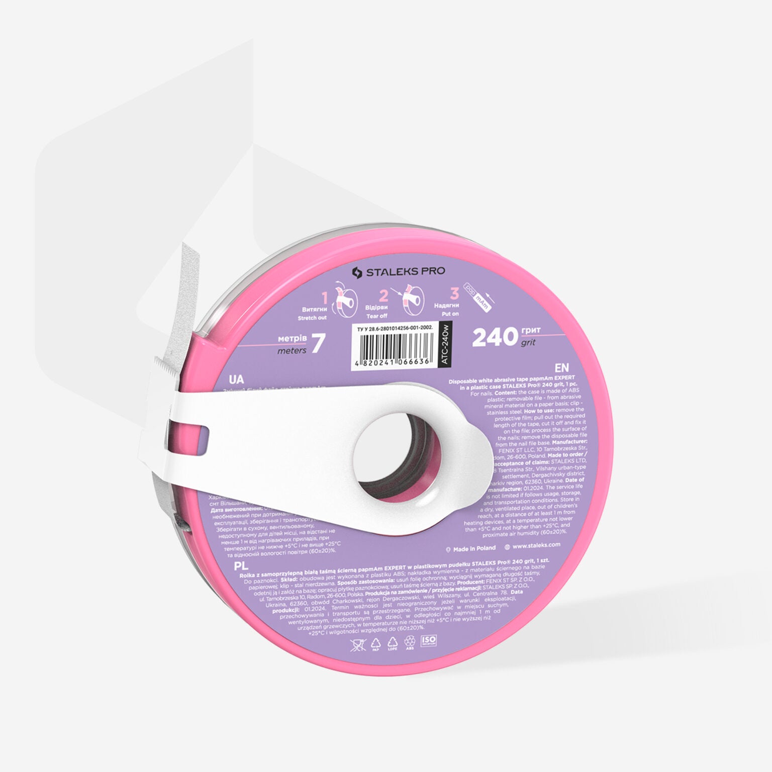 STALEKS Disposable white abrasive tape papmAm EXPERT 240 grit in a plastic case
