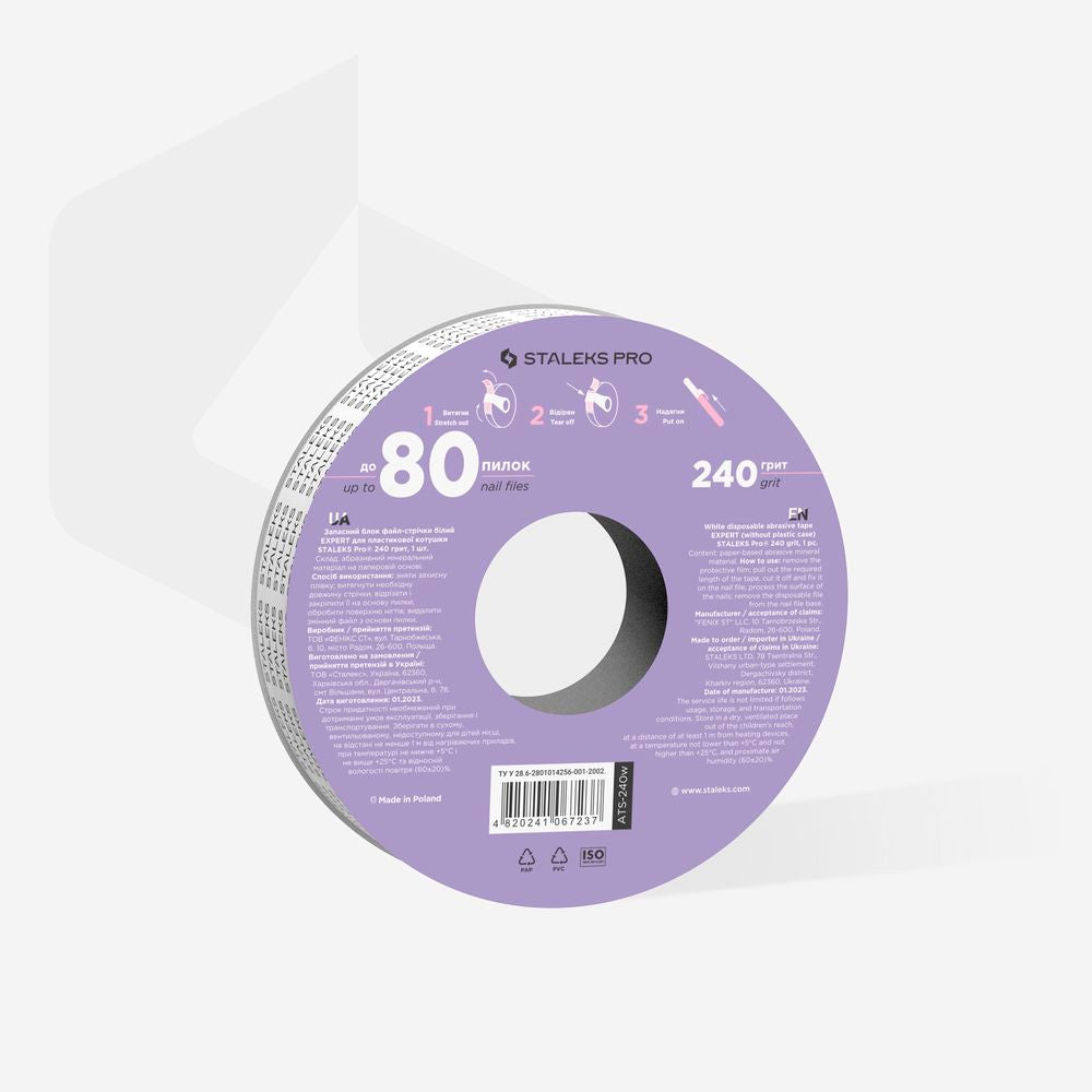 STALEKS Disposable white abrasive tape EXPERT 240 grit for the plastic case