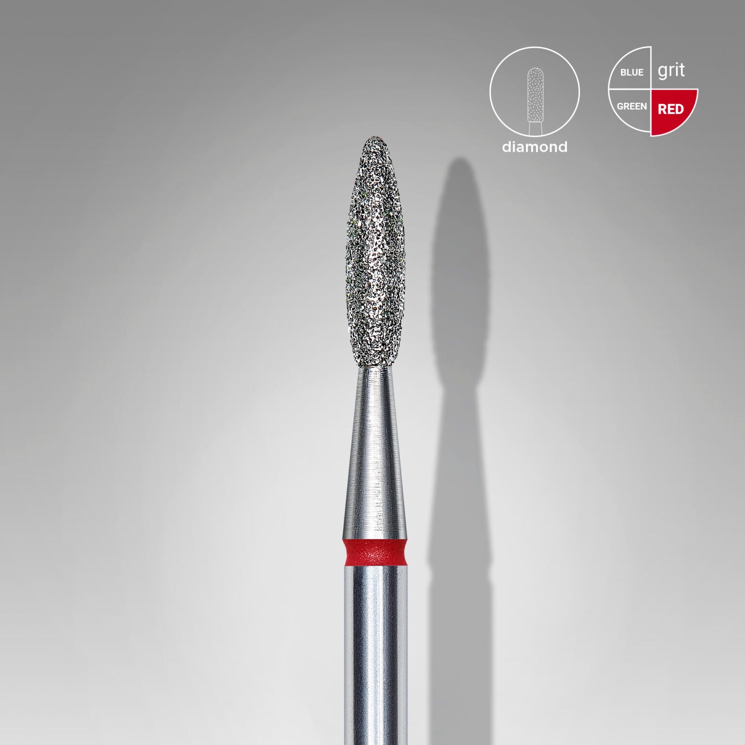 STALEKS Diamond nail drill bit flame red EXPERT head diameter 2,1 mm / working part 8 mm