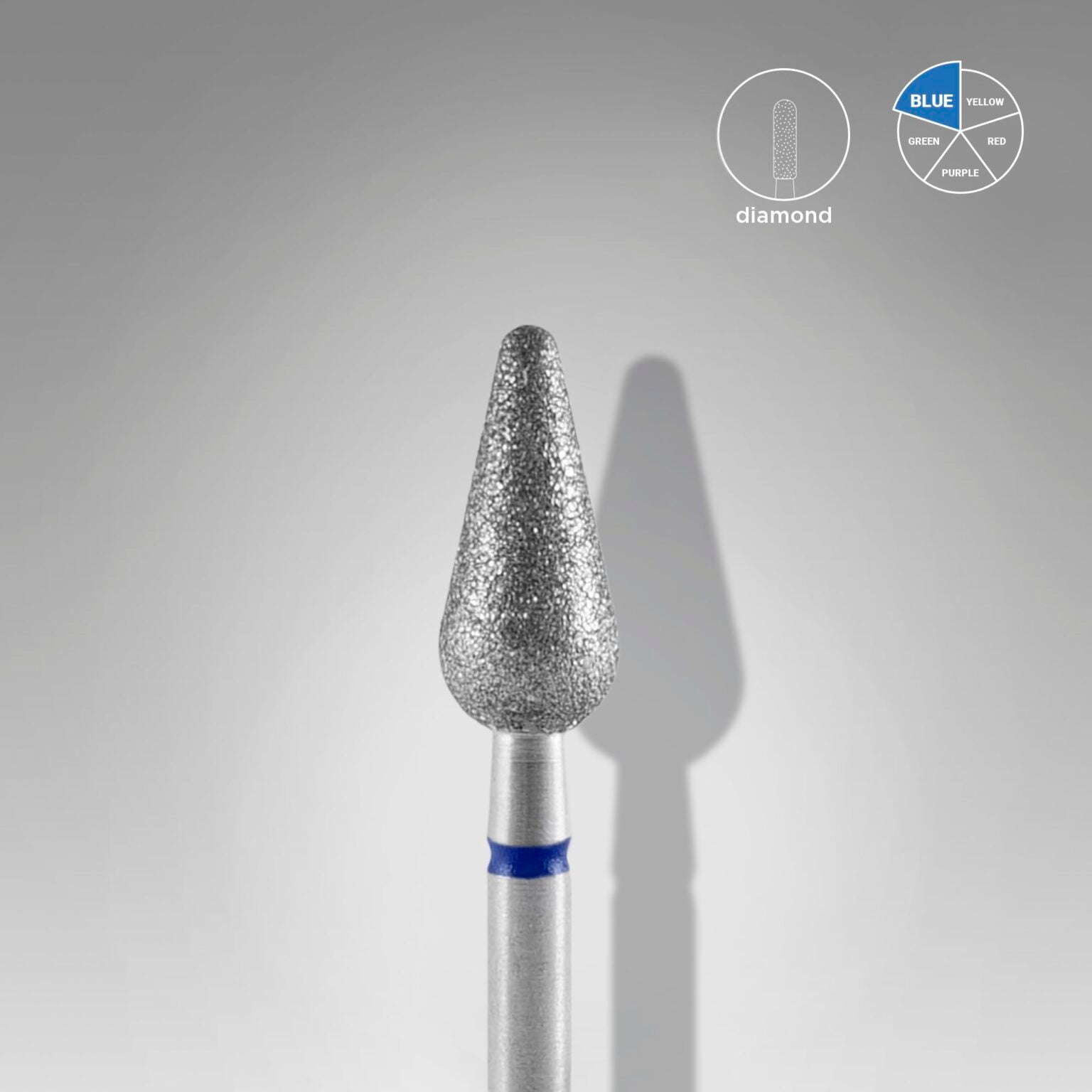 STALEKS Diamond nail drill bit rounded pear blue EXPERT head diameter 5 mm / working part 12 mm