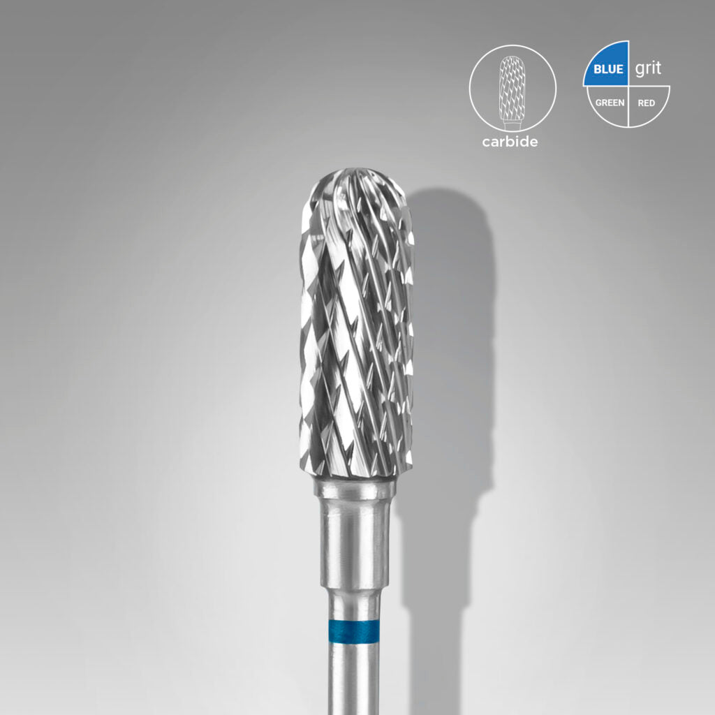 STALEKS Carbide nail drill bit rounded cylinder blue EXPERT head diameter 5 mm / working part 13 mm