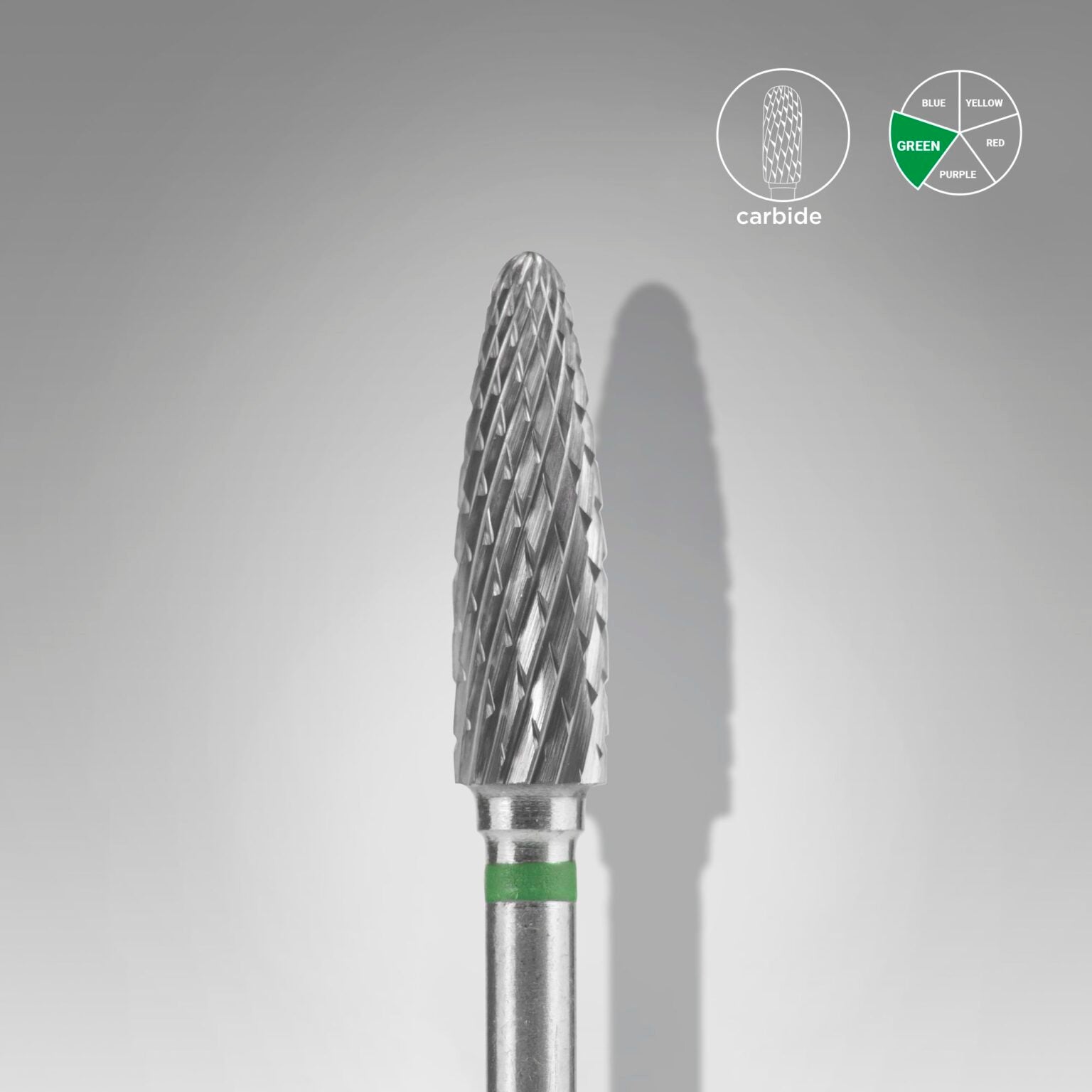 STALEKS Carbide nail drill bit corn green EXPERT head diameter 4 mm / working part 14 mm