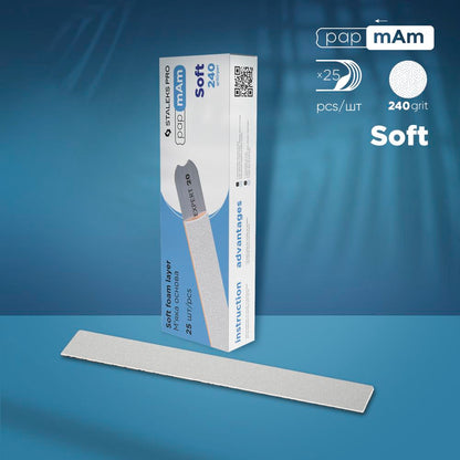 STALEKS Disposable white files papmAm on soft foam layer EXPERT 20 240 grit (25 pcs)