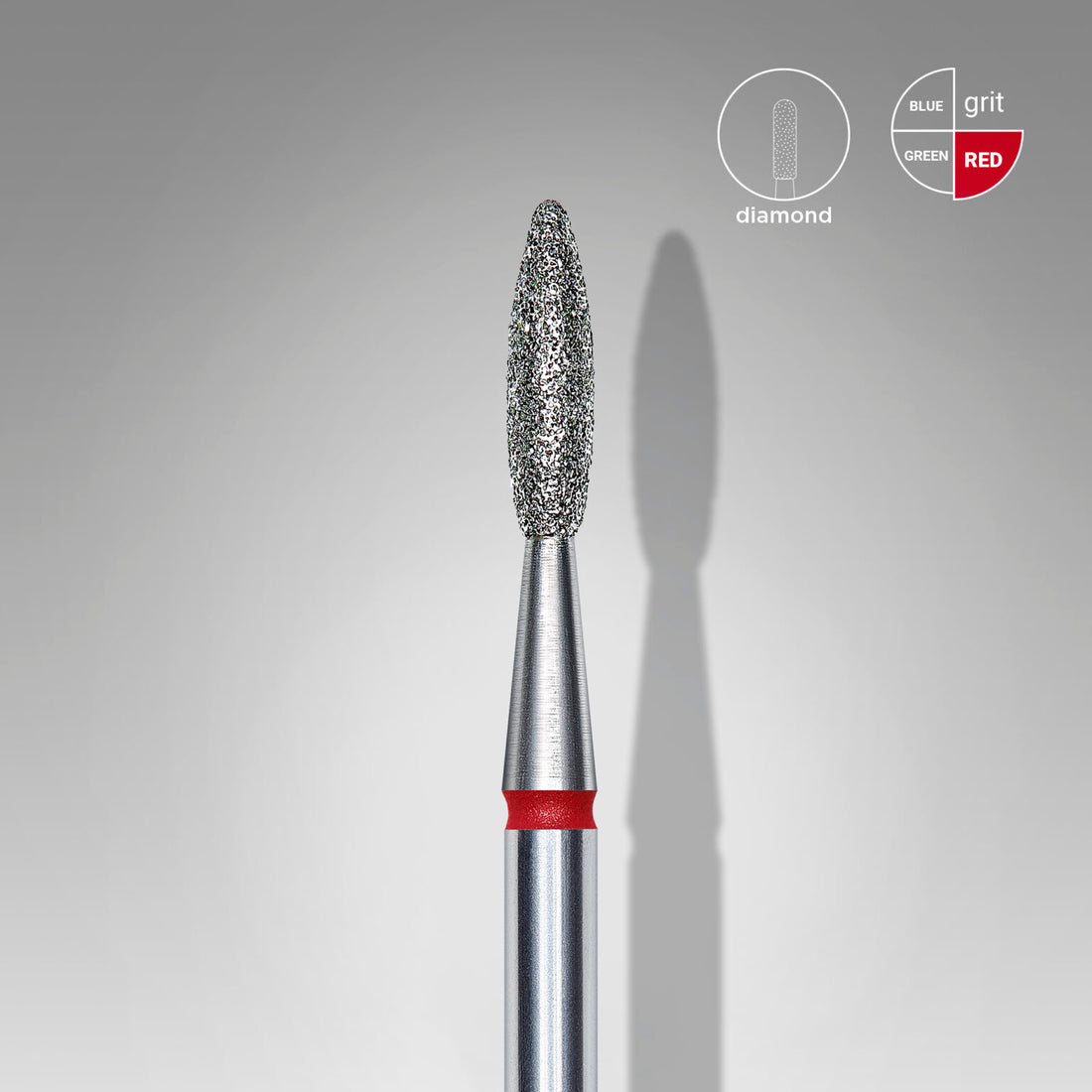 STALEKS Diamond nail drill bit flame red EXPERT head diameter 2,1 mm / working part 8 mm