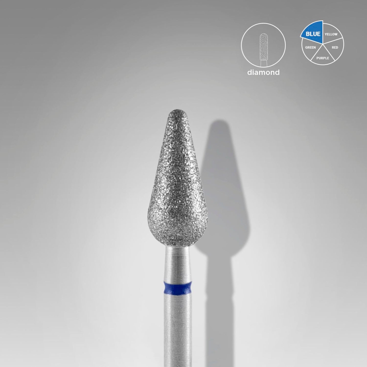 STALEKS Diamond nail drill bit rounded pear blue EXPERT head diameter 5 mm / working part 12 mm