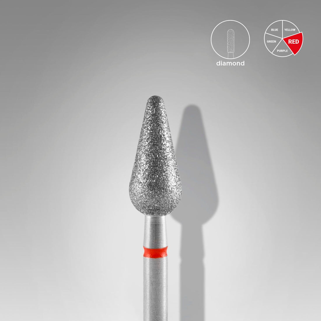 STALEKS Diamond nail drill bit rounded pear red EXPERT head diameter 5 mm / working part 12 mm