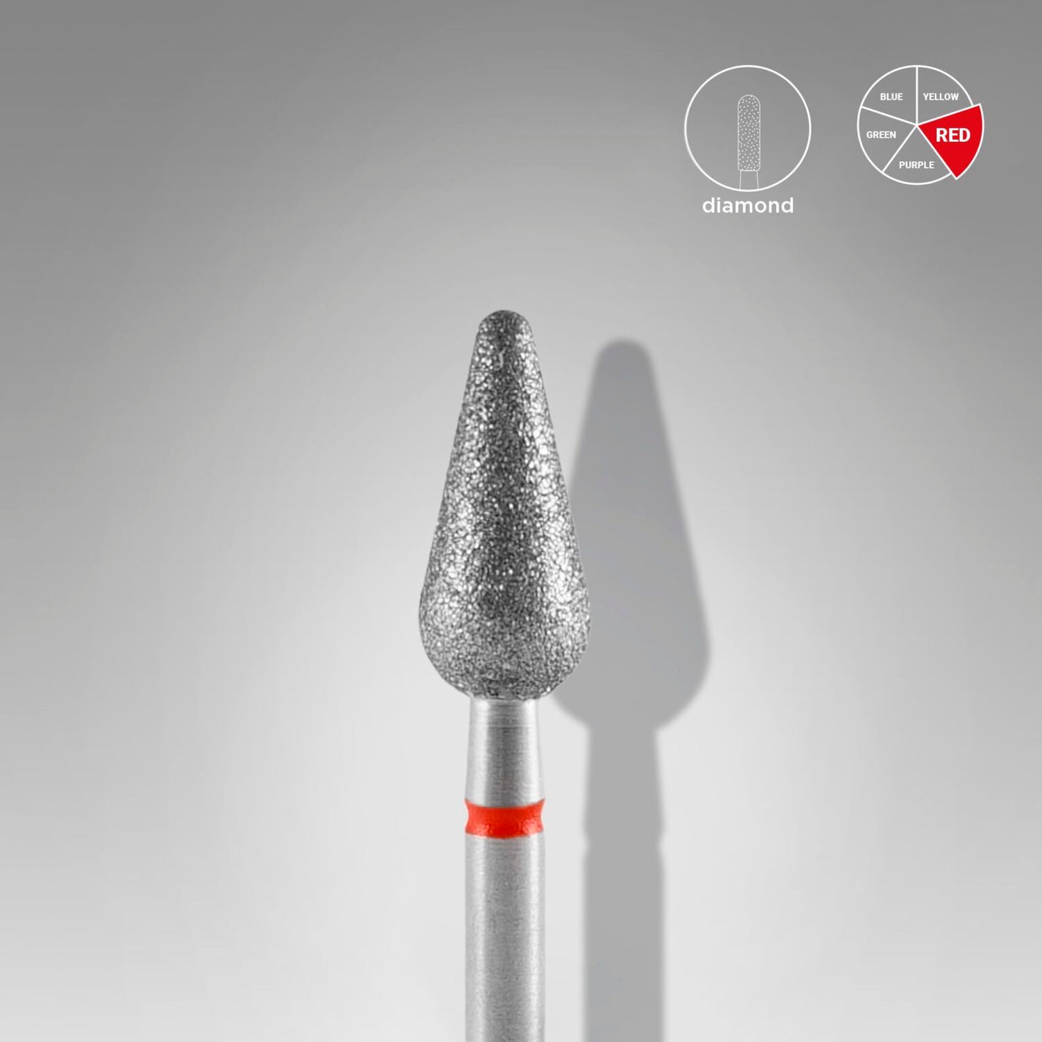STALEKS Diamond nail drill bit rounded pear red EXPERT head diameter 5 mm / working part 12 mm