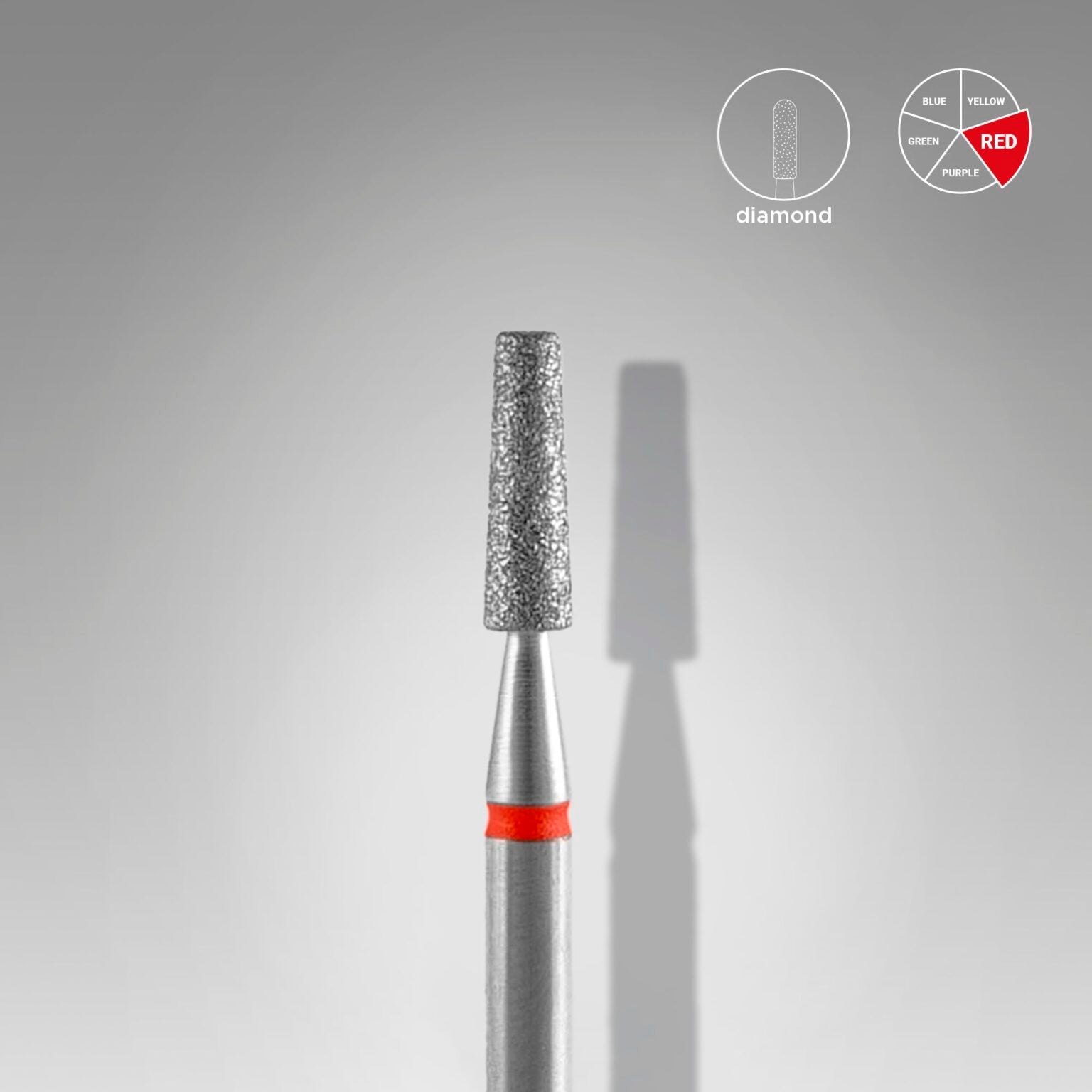 STALEKS Diamond nail drill bit frustum red EXPERT head diameter 2,5 mm / working part 8 mm