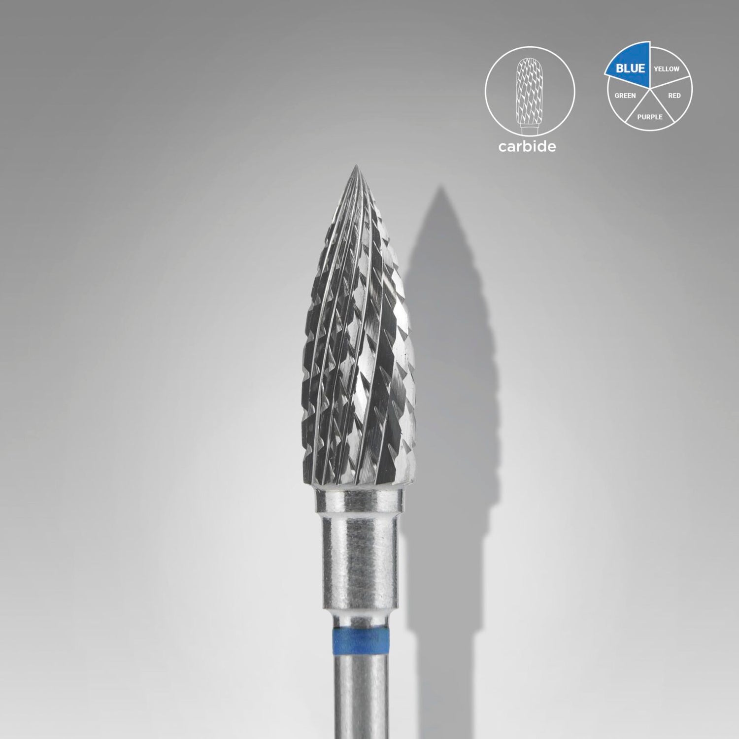 STALEKS Carbide nail drill bit flame blue EXPERT head diameter 5 mm / working part 13,5 mm