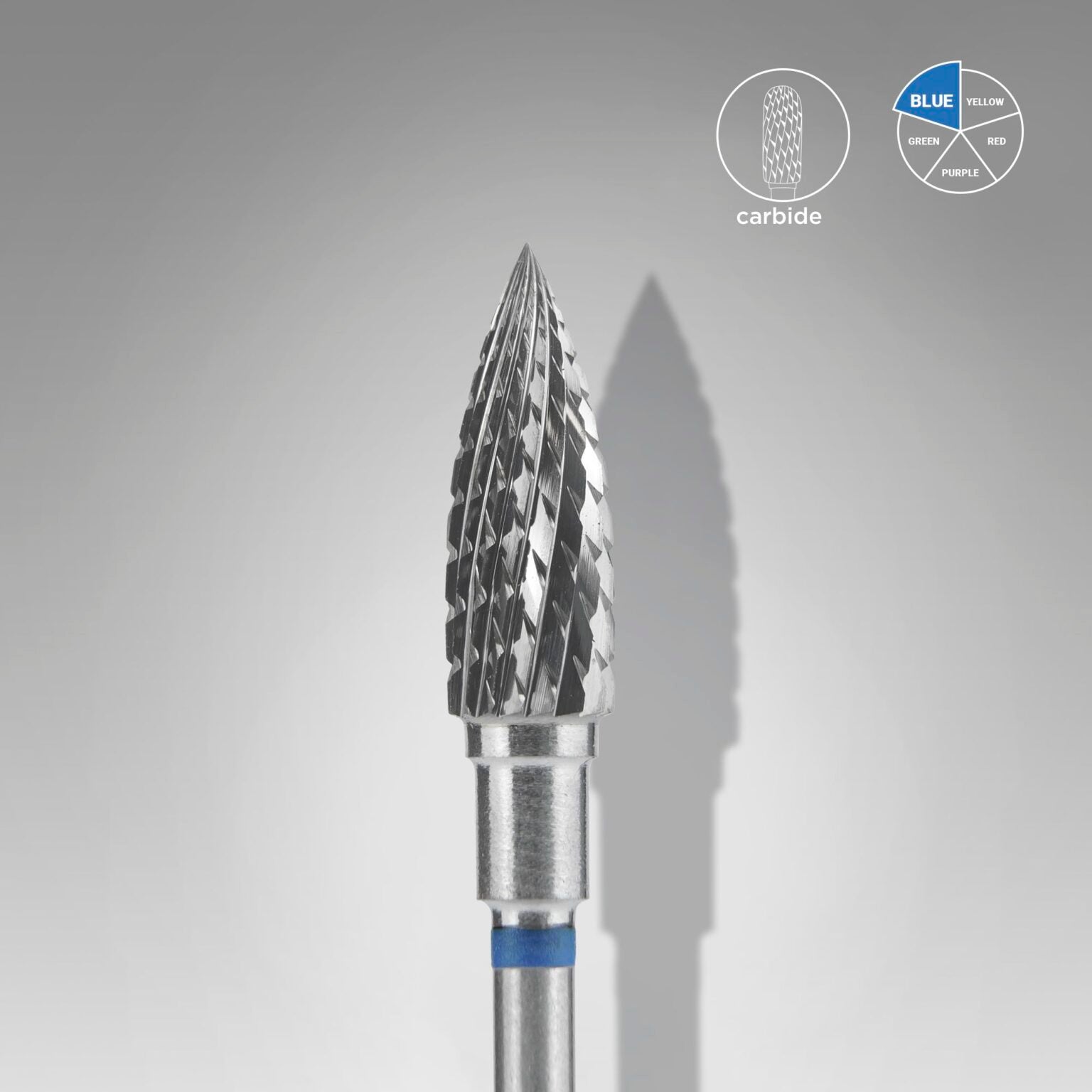 STALEKS Carbide nail drill bit flame blue EXPERT head diameter 5 mm / working part 13,5 mm