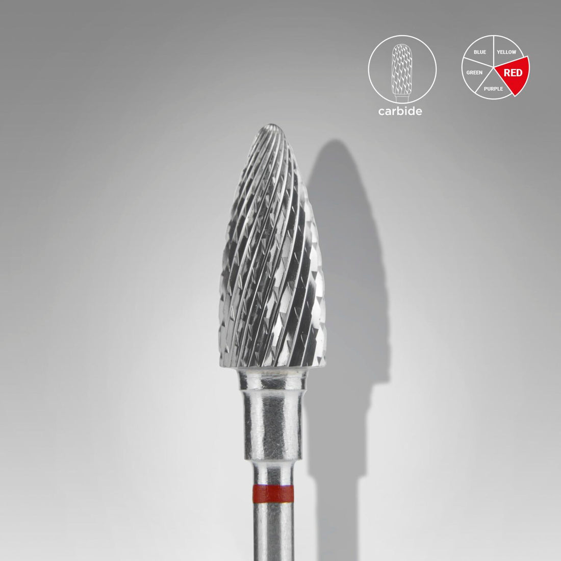 STALEKS Carbide nail drill bit pine cone red EXPERT head diameter 6 mm / working part 14 mm