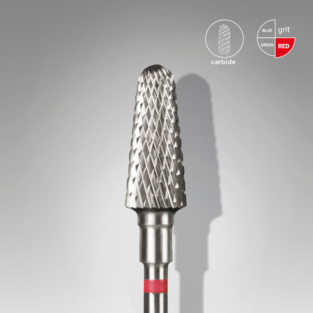 STALEKS Carbide nail drill bit frustum red EXPERT head diameter 6 mm / working part 14 mm