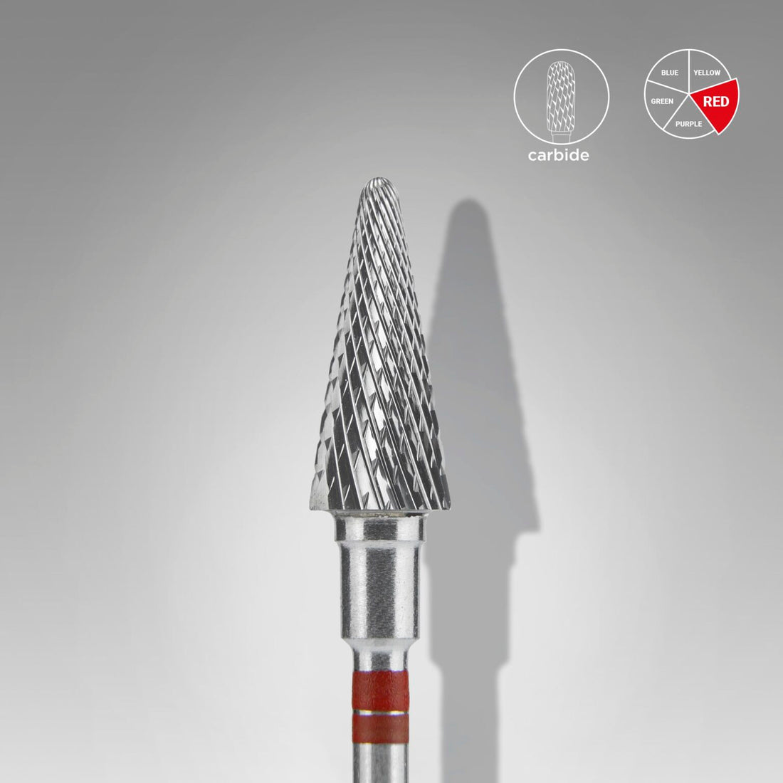 STALEKS Carbide nail drill bit for left-handed users cone red EXPERT head diameter 6 mm / working part 14 mm