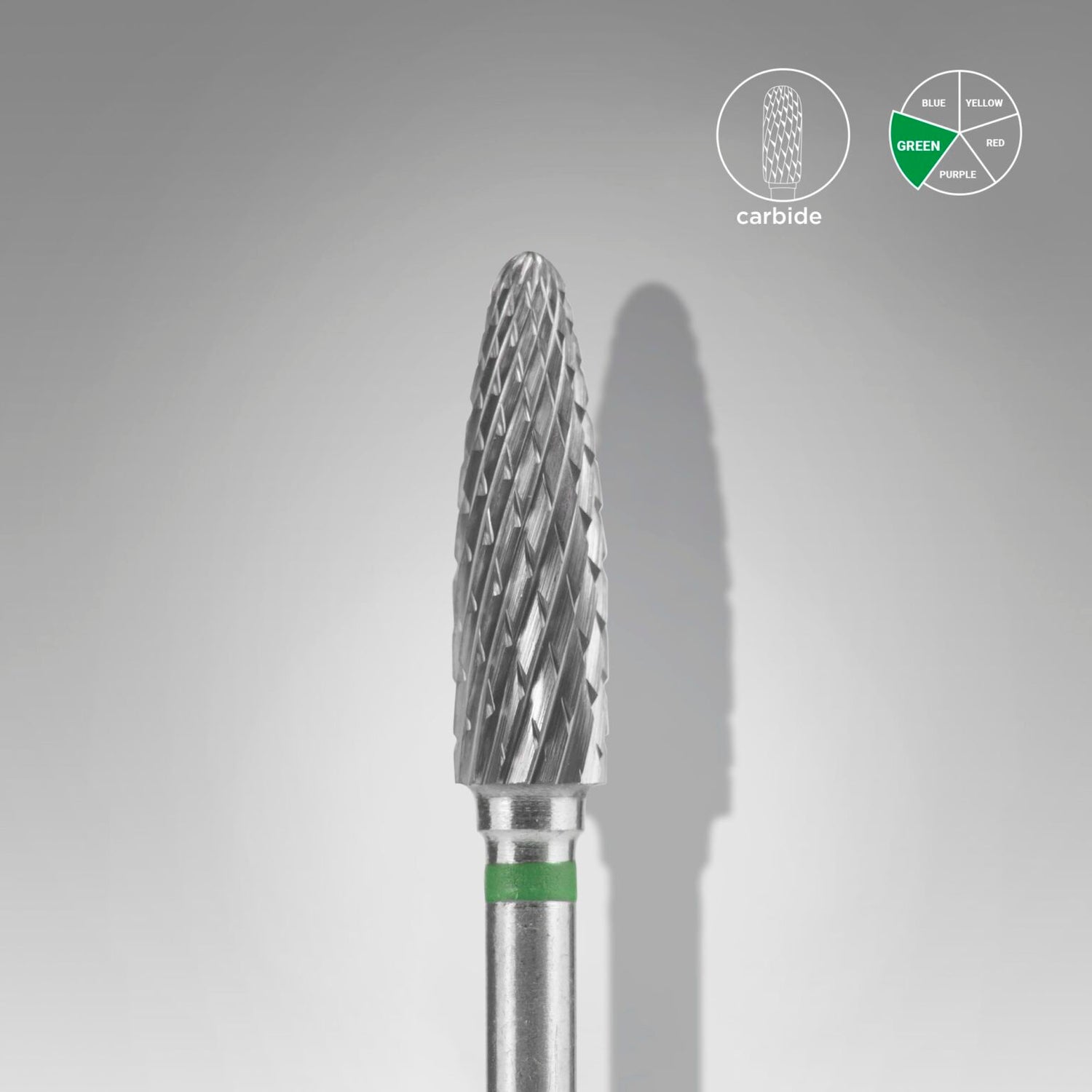 STALEKS Carbide nail drill bit corn green EXPERT head diameter 4 mm / working part 14 mm