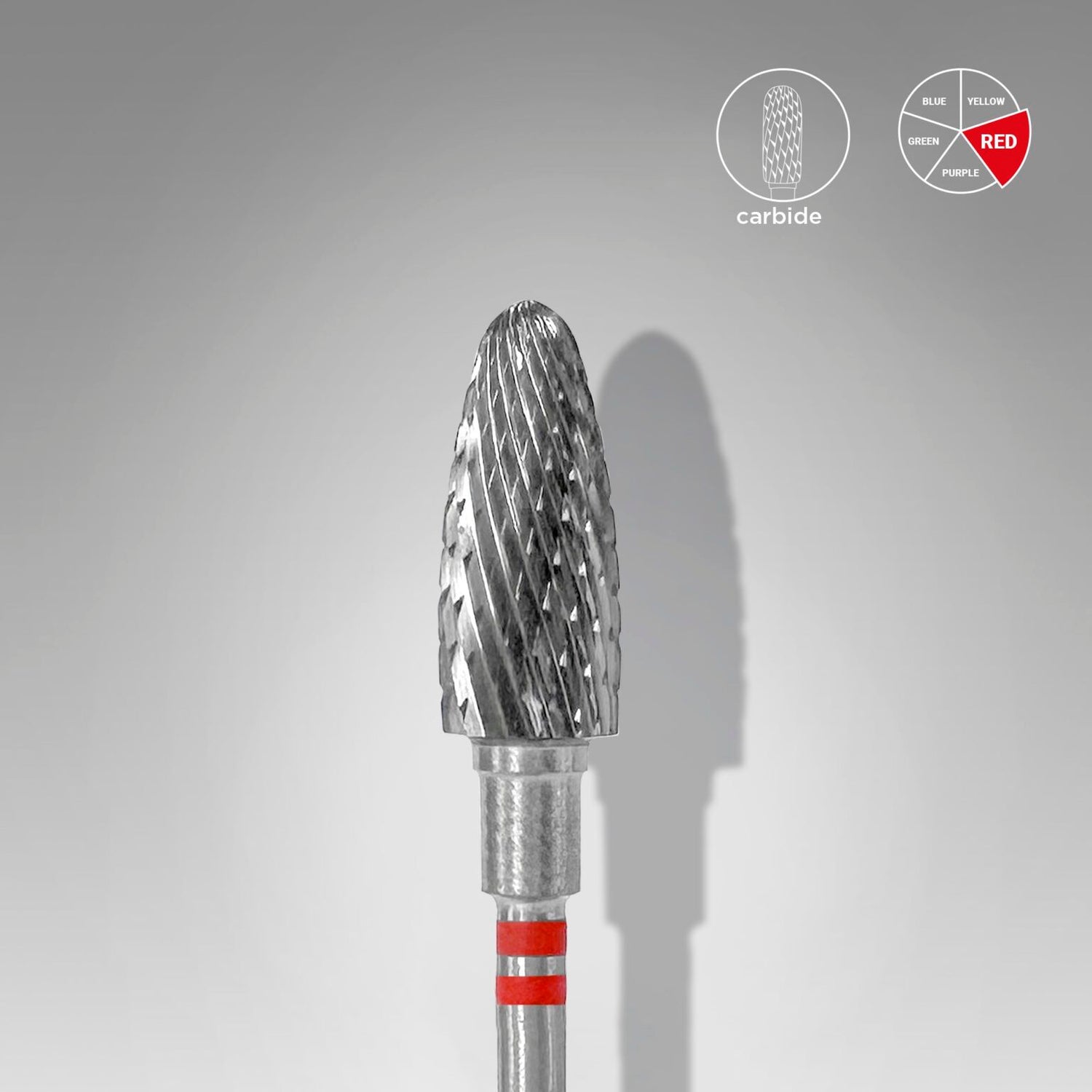 STALEKS Carbide nail drill bit for left-handed users corn red EXPERT head diameter 6 mm / working part 14 mm