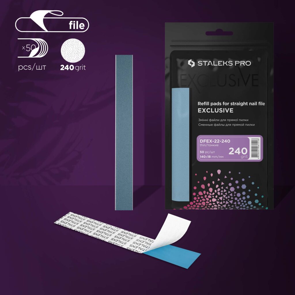 STALEKS Disposable files for straight nail file EXCLUSIVE 22 240 grit (50 pcs)