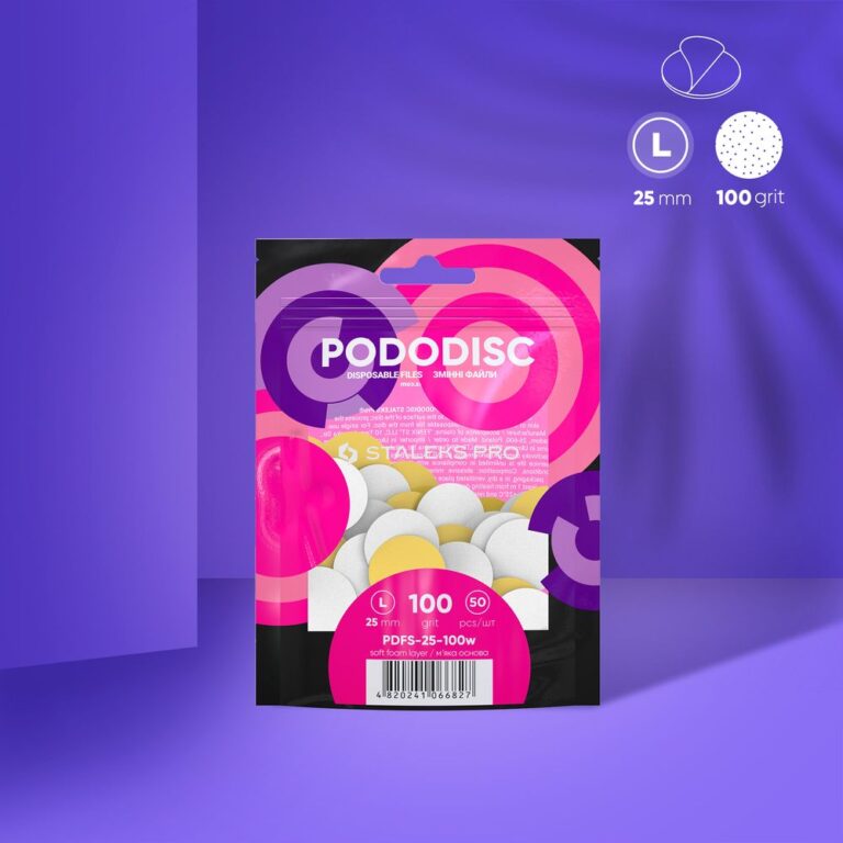 STALEKS Disposable White Files on Soft Foam Layer for Pedicure Disc PODODISC L EXPERT (50 pcs) – PDFS-25 Series