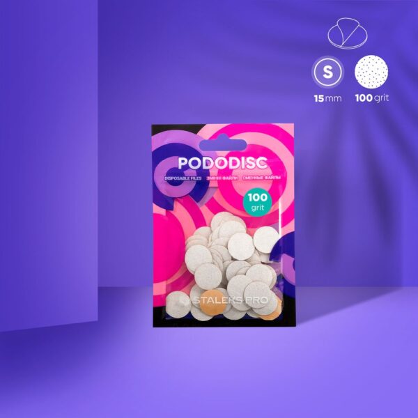 STALEKS Disposable White Files on Soft Foam Layer for Pedicure Disc PODODISC S EXPERT (50 pcs) – PDFS-15 Series